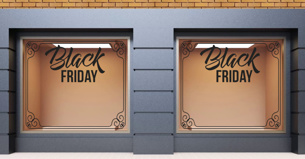 Escaparate con vinilos decorativos Black Friday