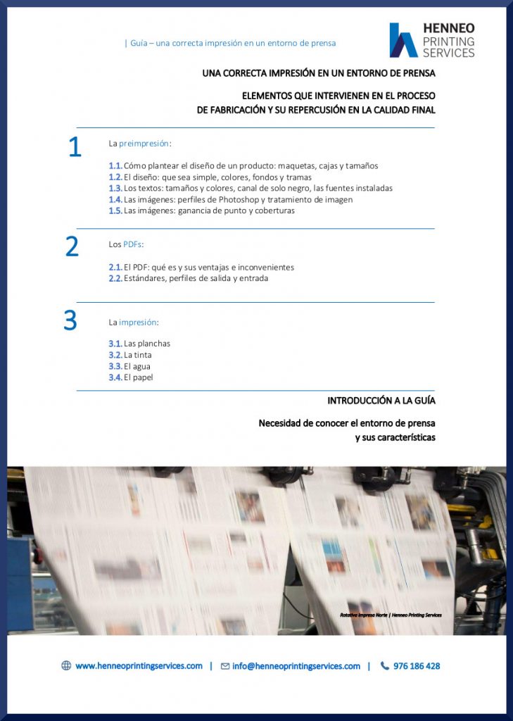 Índice-UNA CORRECTA IMPRESIÓN EN UN ENTORNO DE PRENSA